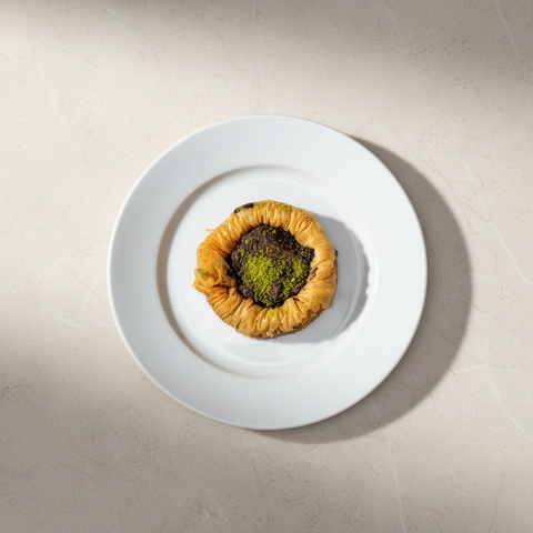 Baklava Pastry on White Plate