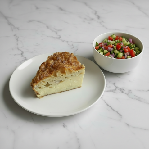 Cheese Bourek Slice - White Plate Marble Background