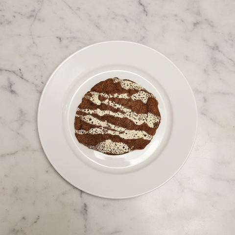 Chocolate Cookie - White Plate Marble Background