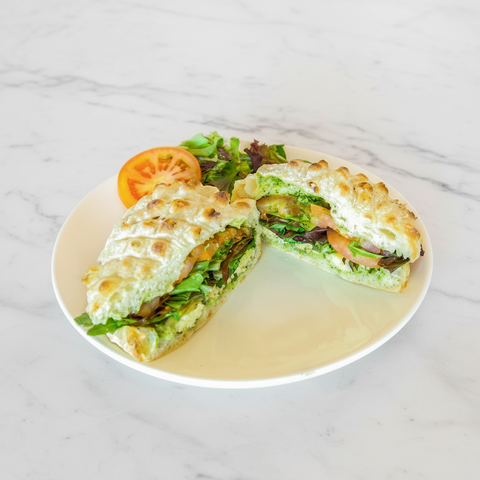 Halloumi Sandwich with Thassos marble background