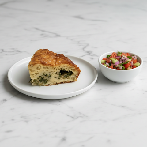 Kale Mushroom Bourek - Clean Marble Background