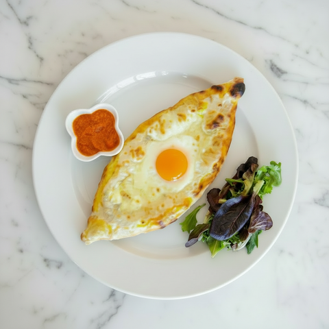 Khachapuri with marble background